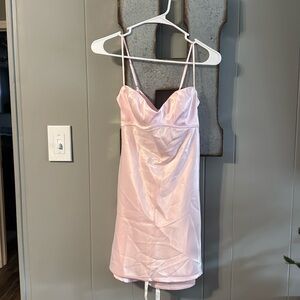 Pink Satin Formal Mini Dress